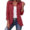 thumbnail image 1 of Cmtiyu Jackets for Women Long Sleeve Laple Double Button Open Front Ruffled Jacket Casual Loose Fall Outerwear Jacket Tops S-3XL, 1 of 9