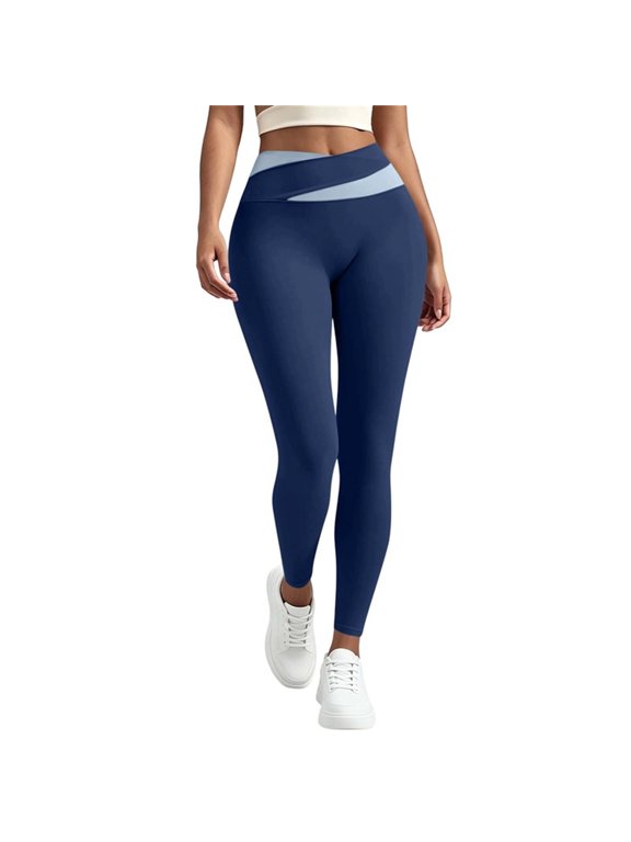 Leggings for Women Elastic Waist Soft Color Block Yoga Pants Casual Stretch Cropped Workout Leggings S-3XL