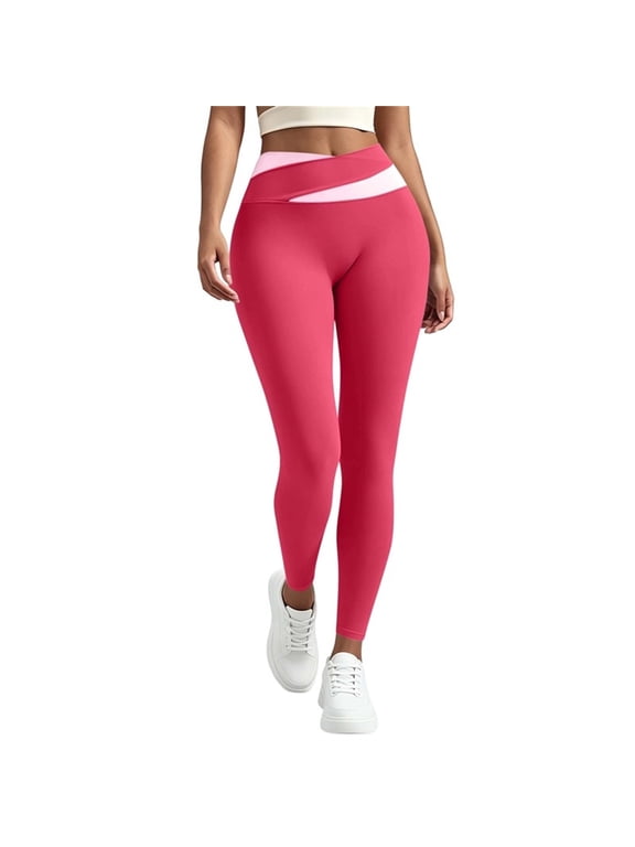 Leggings for Women Elastic Waist Soft Color Block Yoga Pants Casual Stretch Cropped Workout Leggings S-3XL