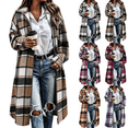 thumbnail image 1 of Cmtiyu Plaid Flannel Shirt Women Shacket Jackets, Long Sleeve Lapel Zip Up Jacket with Pockets, Casual Soft Fall Winter Long Coats, Beige S-2XL, 1 of 9