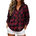 thumbnail image 1 of Cmtiyu Plaid Shirts for Women, Baggy Long Sleeve Down Collar Button Flannel Shirts, Casual Womens Tops with Pockets, S-2XL, 1 of 7