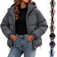 thumbnail image 1 of Cmtiyu Plus Size Winter Coats for Women Oversized Long Sleeve Hooded Beige Puffer Jacket Casual Warm Drawstring Zipper Winter Coats with Pockets M-4XL, 1 of 7