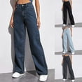 thumbnail image 1 of Cmtiyu Women's Jeans Loose High Waist Button Straight Leg Pants Casual Streetwear Trousers With Pockets S-3XL, 1 of 7