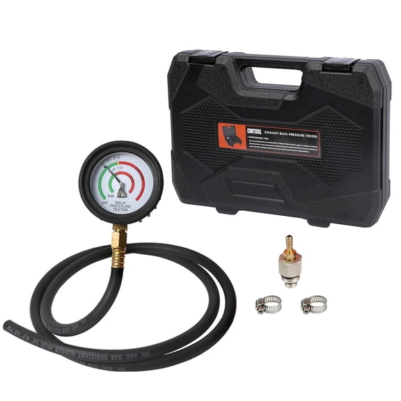 Cmtool Back Pressure Tester Kit Automotive Exhaust Back Pressure Gauge Set 6ft Hose Rubber Sleeve M18 M12 Adapters