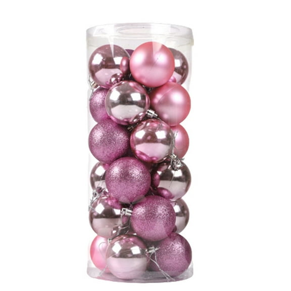 Cmunyle 24 Pieces Christmas Tree Ball Ornament Set Shatterproof Pvc Baubles 1.57 Inch Diameter Pink Color Decor For Home Party 24Pcs Christmas Ornaments Pink