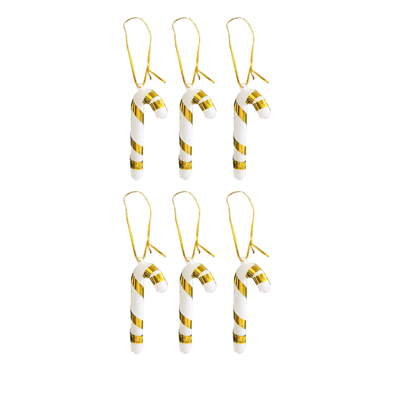 Cmunyle 6 Pack Gold Candy Cane Christmas Tree Pendants Plastic