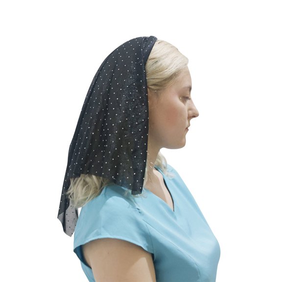 Cmunyle Chiffon Headband For Women With Lace Medium Length Vintage Photography Veil Free Size Black 100 Polyester Material