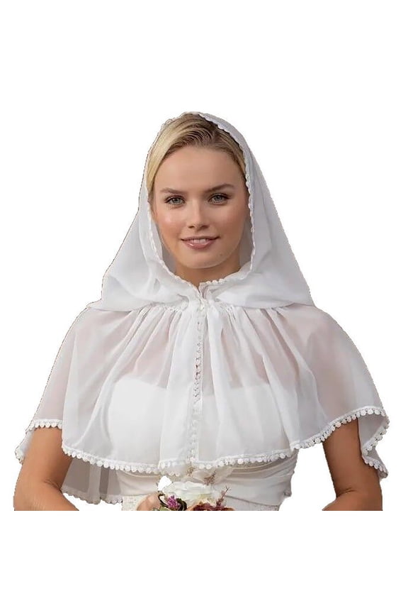 Chiffon Headband For Women With Lace Medium Length Vintage Photography Veil Free Size White 100 Polyester Material