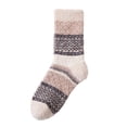 thumbnail image 1 of Cmunyle Four Pairs Pack Womens Short Slipper Socks Winter Warm Fleece Lined Cozy Soft Thick Fuzzy Non-Slip Indoor Socks Free Size Polyester Spandex Blend In Khaki Color, 1 of 4