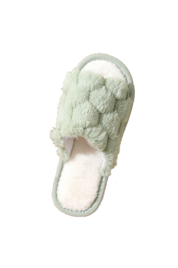 Fuzzy Plush Open Toe Slippers For Women Non Slip Indoor Outdoor Home Shoes Thick Bottom Warm Fleece Lined Casual Round Toe Material 100 Percent Polyester Size 42 Us 9