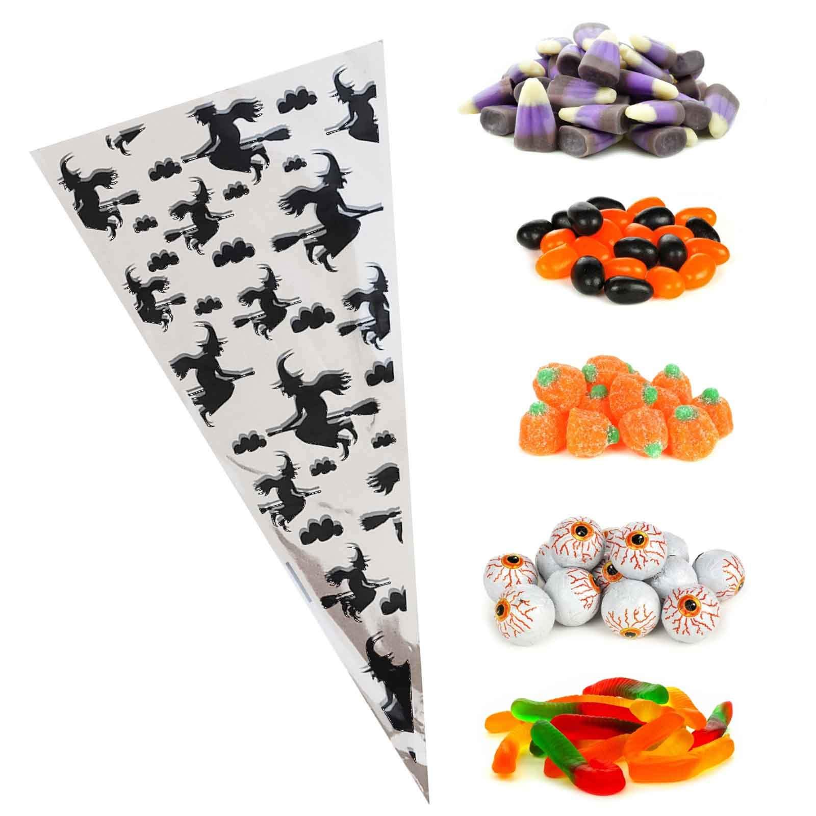 Cmunyle Halloween Bags for Candy Goodie Bags for Kids Bulk Candies Treat Bags Gummy Candy Stroge Candy Bags