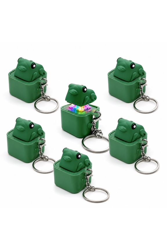 Keyboard Clicker Fidget Toy 6 PC Rechargeable Keychain With LED Light Sound For Desk Travel Stress Relief Play