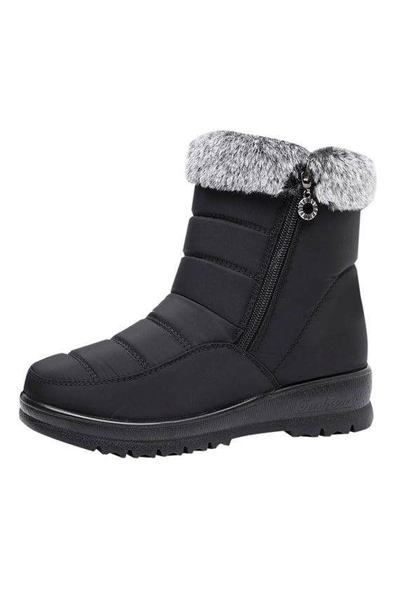 Lined Round Toe Ankle Boots For Women Winter Warmth Casual Outdoor Indoor Walking Synthetic Material Rubber Sole
