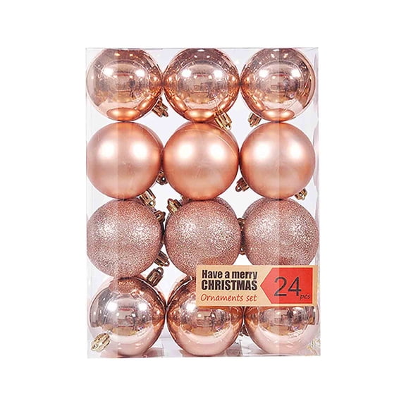 Cmunyle Rose Gold Christmas Tree Ornaments 24-Pack 3Cm Plastic Hanging Balls Shatterproof For Holiday Decor Electroplating Design For Tree And Home Christmas Ornament M