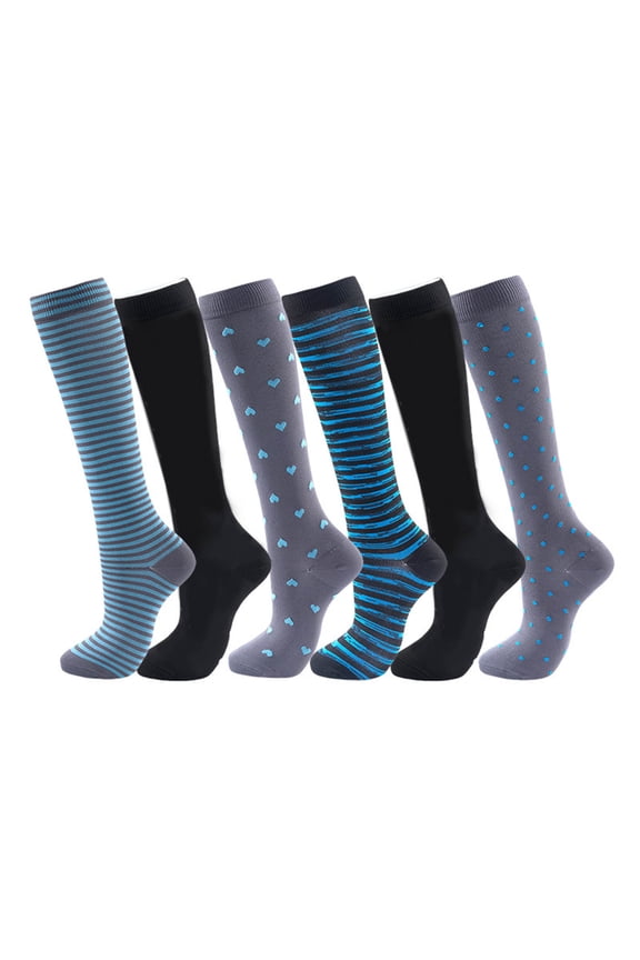 Sweat Absorbing Knee High Socks For Women Long Tube Sports Compression Nylon Spandex 6 Pairs Black Medium