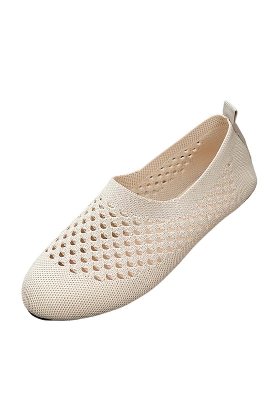 Women Breathable Mesh Fabric Slip-On Flat Shoes Soft Sole Lightweight Round Toe Casual Daily Wear Footwear Eu 38 Us 6.5 Foot Length 9.45 Inches