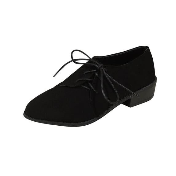 Cmunyle Women Loafers Pointed Toe Lace Up Shallow Low Heel Casual Shoes Faux Suede Upper Eu 36 Us 5.5