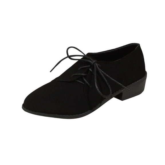 Cmunyle Women Loafers Pointed Toe Lace Up Shallow Low Heel Casual Shoes Faux Suede Upper Eu 36 Us 5.5