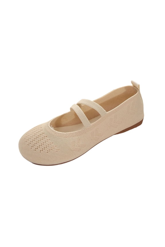 Women'S Breathable Knit Flats Featuring A Secure Double Strap Closure And A Supportive Flat Sole Us Size 5.5