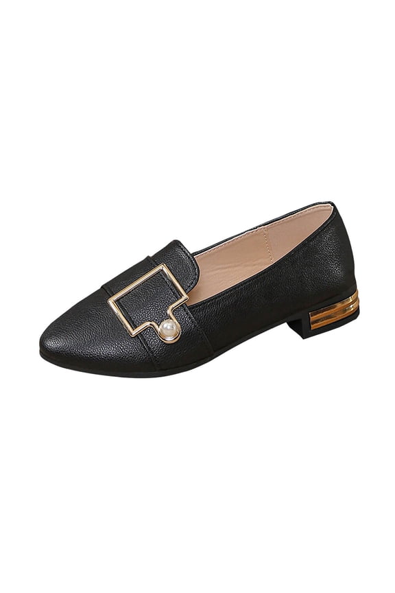 Women'S Pointed Toe Slip-On Loafers With Buckle Detail Cushioned Insole And Flexible Sole Us Size 3.5 Footbed Length 9.06 Inches