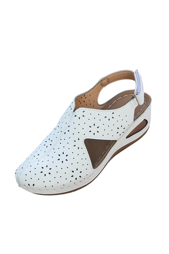 Women'S Sandals In Crisp White Pu Material Features Breathable Perforations Across The Upper For Cool Comfort Size 6 Us
