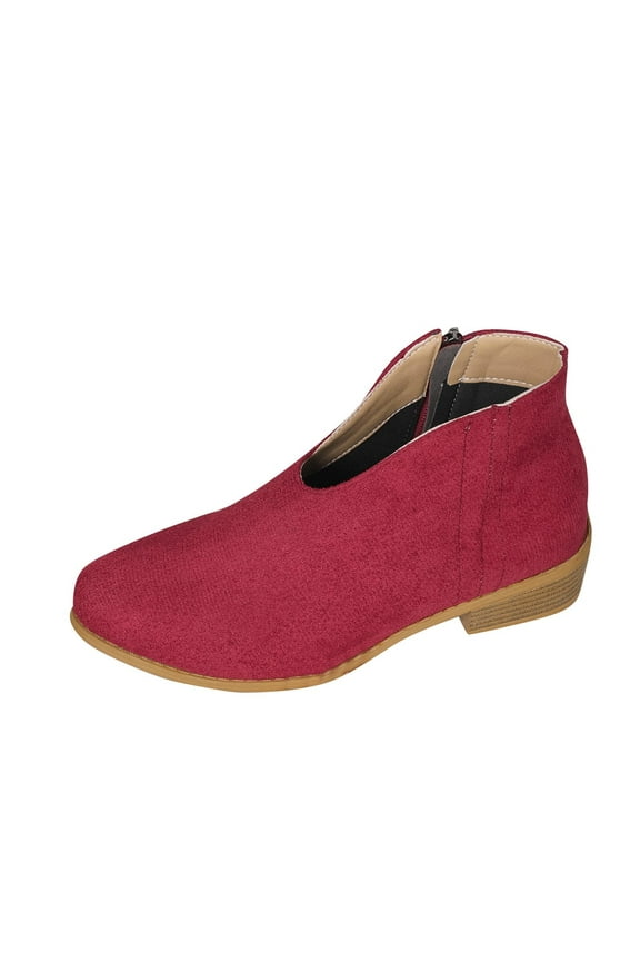 Women'S Slip-On Wedge Heel Boots Side Zipper Design Soft Pu Upper Comfortable Rubber Sole For Casual Daily Use Indoor And Outdoor Activities Us Size 9