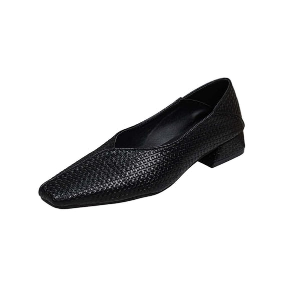 Cmunyle Women'S Square Toe Slip-On Flats Woven Synthetic Upper With Low Heel Us Size 3.5 Footbed Length 9.06 Inches
