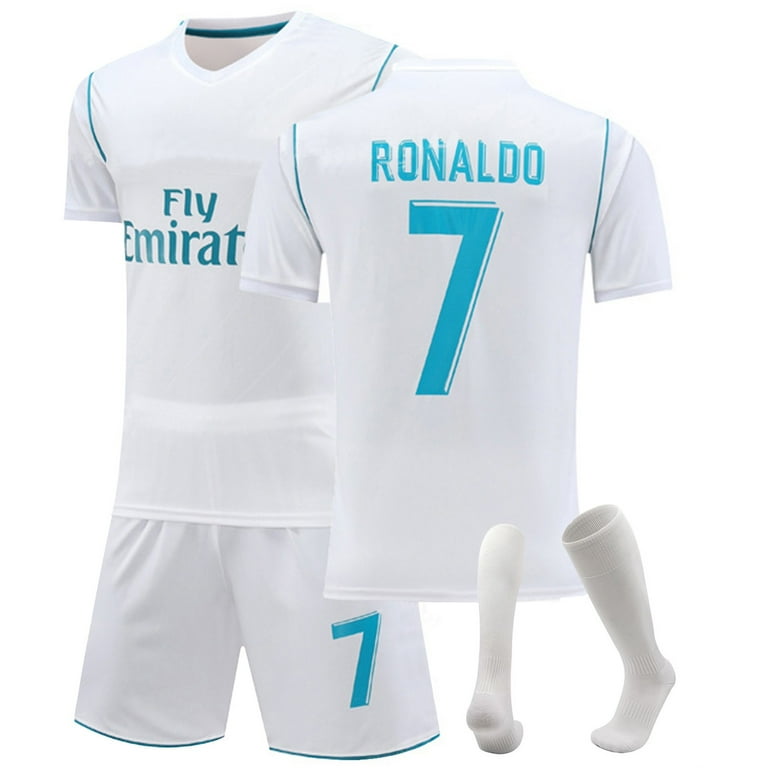 Cmuxi 2017 2018 Real Madrid CF Home Game Jersey Set 3 Piece Featuring 7 RONALDO Print Ideal for Soccer Fans Training Sessions Adult White 7 XL Walmart