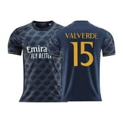 Cmuxi 2023-2024 Real Madrid CF Away Game Jersey, Featuring #15 VALVERDE Print,Ideal for Soccer Fans' Training Sessions,Adult,Blue,#15/XXL