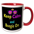 thumbnail image 1 of 3drose, Cmyk Keep Calm Parody Hipster Crown and Sunglasses Keep Calm and Boogie On, 15oz Two-tone Red Mug, 1 of 6