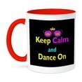 thumbnail image 1 of 3dRose, CMYK Keep Calm Parody Hipster Crown And Sunglasses Keep Calm And Dance On, 11oz Two-Tone Red Mug, 1 of 7