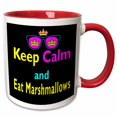 thumbnail image 1 of 3drose, Cmyk Keep Calm Parody Hipster Crown and Sunglasses Keep Calm and Eat Marshmallows, 15oz Two-tone Red Mug, 1 of 6