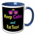 thumbnail image 1 of 3drose, Cmyk Keep Calm Parody Hipster Crown and Sunglasses Keep Calm and Eat Toast, 11oz Two-tone Blue Mug, 1 of 6