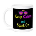 thumbnail image 1 of 3dRose, CMYK Keep Calm Parody Hipster Crown And Sunglasses Keep Calm And Spank On, 11oz Mug, 1 of 7