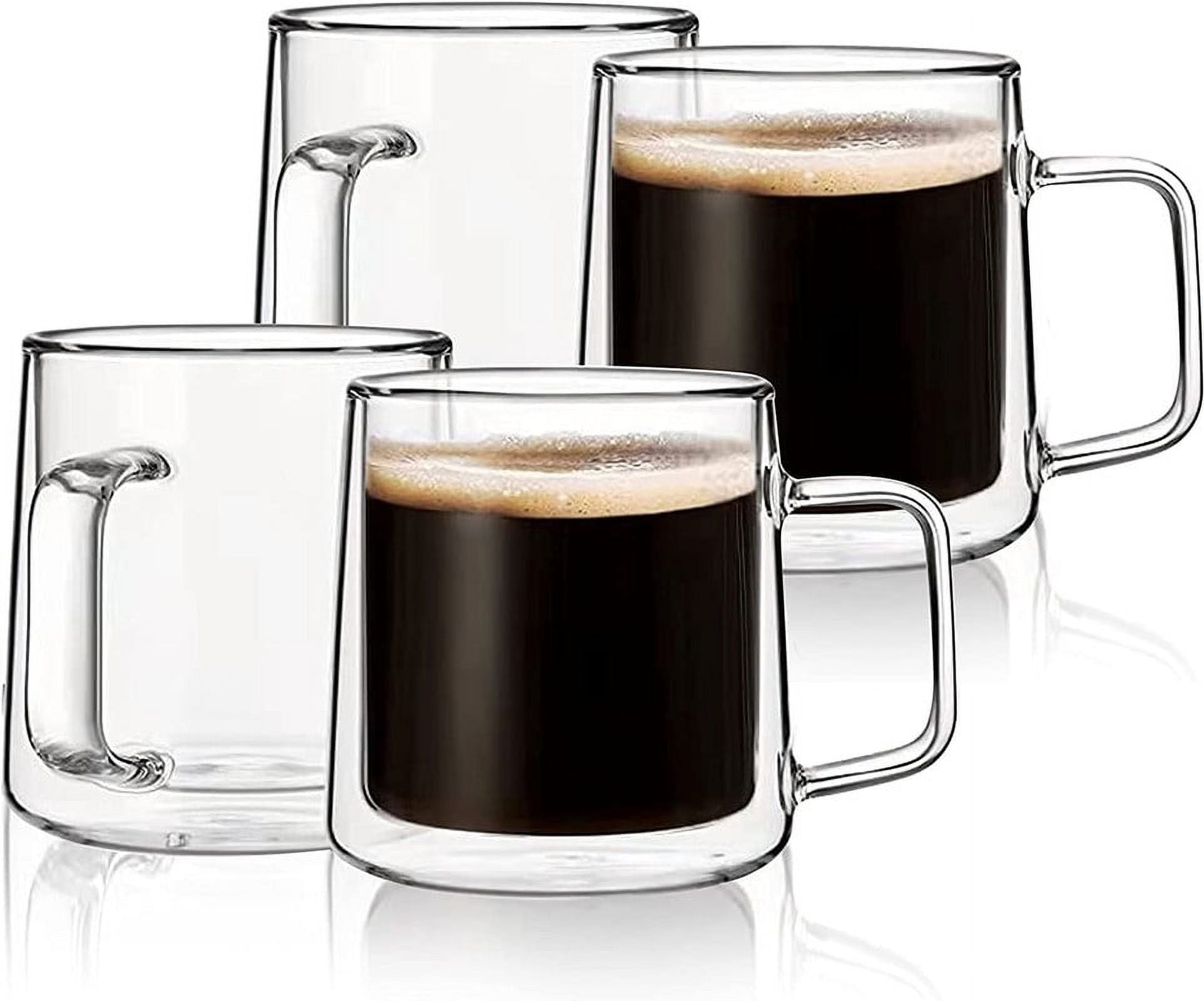 CnGlass 10oz Double Wall Insulated Glass Coffee Mugs with Handle, Set