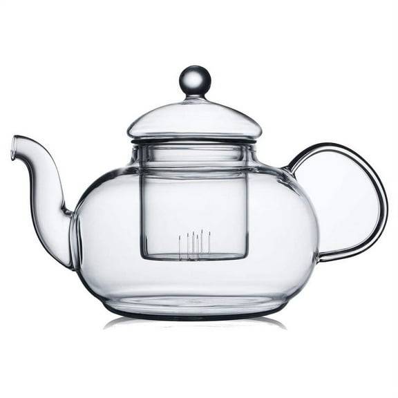 CnGlass 1200ml/40.6oz Glass Teapot Stovetop Safe,Clear Teapot with Removable Infuser ,Loose Leaf and Blooming Tea Maker