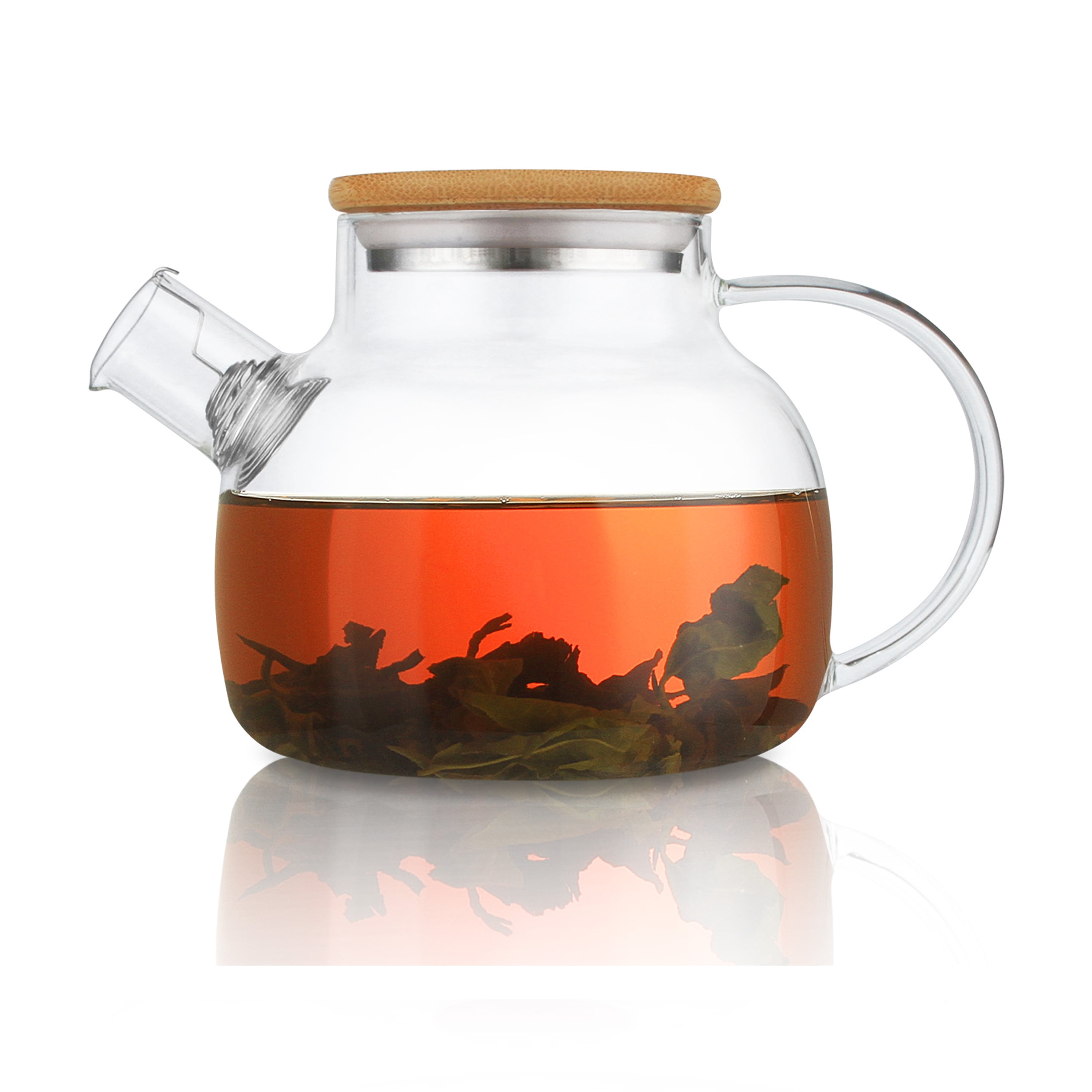 1000ml Glass Teapot with Removable Glass Infuser And Wooden Bamboo Handle  Stovetop Safe Tea Kettle - AliExpress