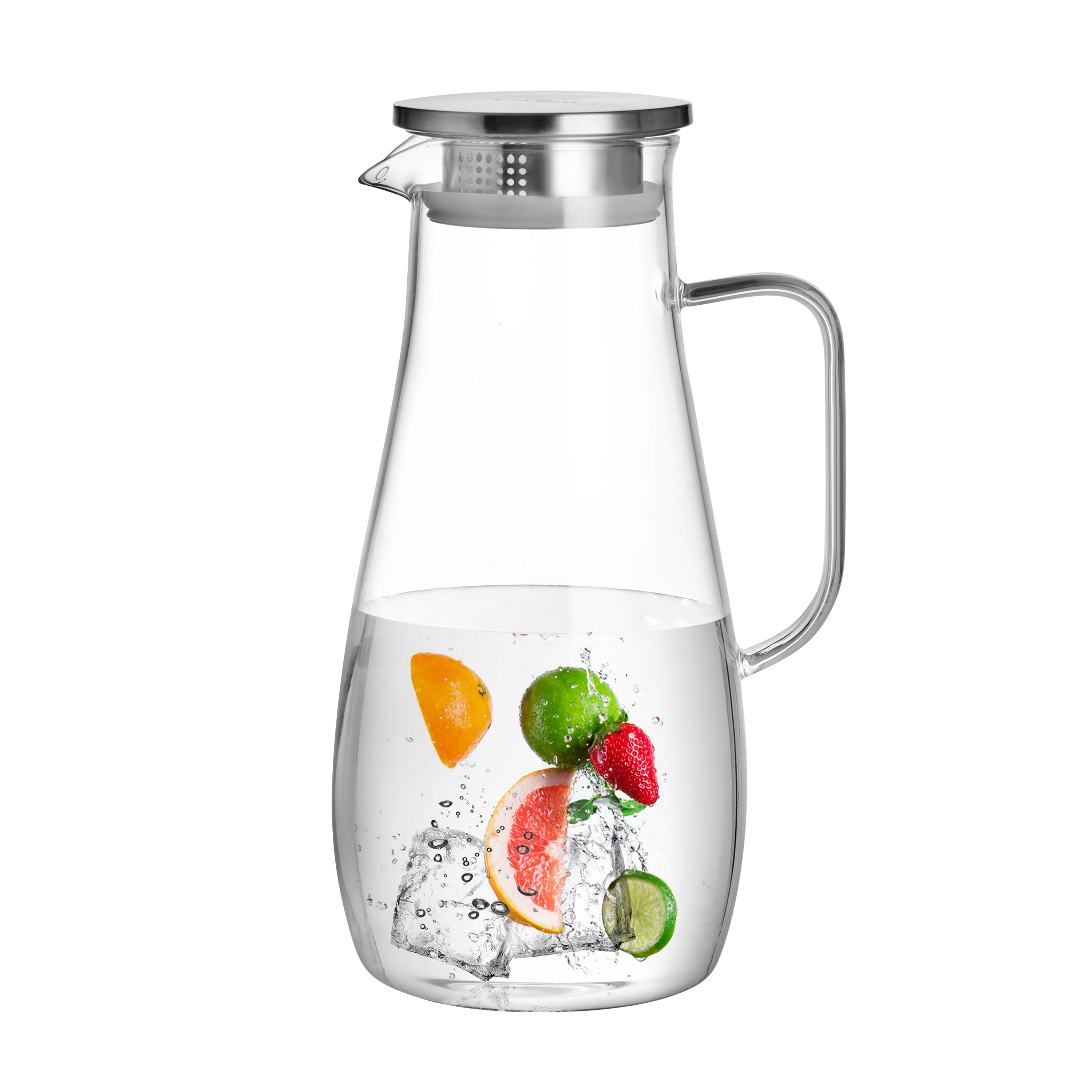 WhiteRhino 68 oz Wide Mouth Glass Pitcher with Lid and Handle
