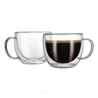 PRECIOUS LUNA 4-PC Glass MUG SET Clear Coffee Mugs Tea Cups 15 oz