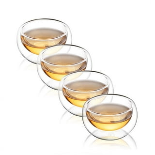 Clear Bliss Double Wall Glass Tea Cups-Set of 4
