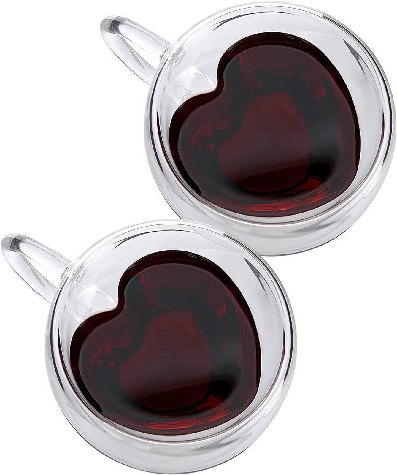 Glass Tea Cup With Handle Heart Shaped Clear Double Wall Lovers Coffee  Afternoon Tea Double Layer Glass Mug