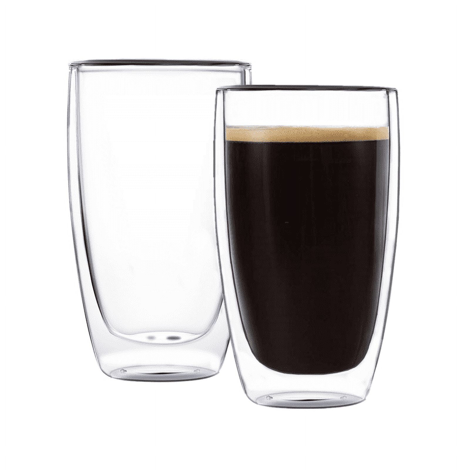 CnGlass Double Walled Clear Glass Insulated Coffee Cups 13.5 oz/400 ML