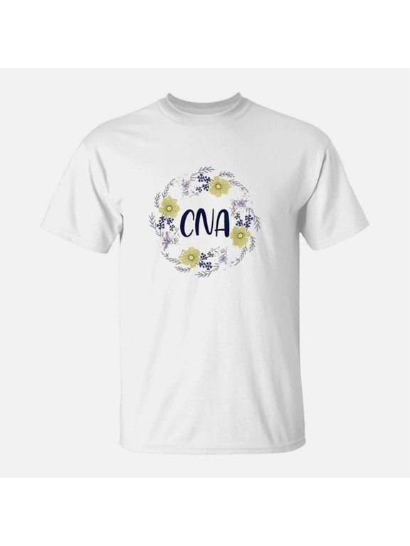 Cna Round Floral Frame Certified Nursing Assistant TShirt