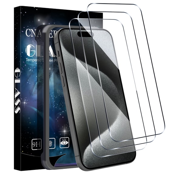 Cnarery 3 Pack Screen Protector for iPhone 15 Pro Max 6.7 inch, Tempered Glass HD Screen, Scratch Resistant Film, Easy Installation