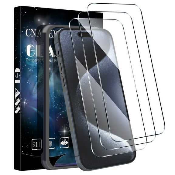 Cnarery 3 Pack Screen Protector for iPhone 15 Pro, Tempered Glass HD Screen, Scratch Resistant Film, Easy Installation