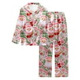 thumbnail image 1 of Cnbwig Christmas Pajama Sets for Womens Cozy Sleepwear Two Piece Outfit with Long Sleeve Top and Pants Nightwear Loose Women's Pjs Suits D-Pink L, 1 of 5