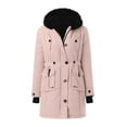 thumbnail image 1 of Cnbwig Fashion Fall Coats for Women Plus Size Daily Solid Coat Long Sleeve Jacket Thicken Coat Warm Hooded Thick Padded Outerwear Jackets Winter 2025 A-Pink 5XL, 1 of 7