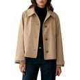 thumbnail image 1 of Cnbwig Fashion Fall Coats for Women Solid Color Lapel Jacket Lightweight Button Down Lapel Stylish Outerwear Cropped Coat Spring Trendy Coat Outerwear A-Khaki L, 1 of 4