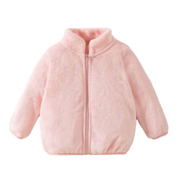Cnbwig Girls Jacket Kids Daily Coats Toddler Boys Coat Solid Color Zipper Jacket Collar Thicken Windproof Warm Toddler Cardigans Winter Outwear D-Pink 2-3 T