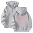 thumbnail image 1 of Cnbwig Hoodies for Teen Girls Trendy 1/4 Zip Up Loose Hoodie with Bow Print Drop Shoulder Sweatshirt Spring Winter Outerwear Pullover Hoodies Fall Shirts Grey S, 1 of 3